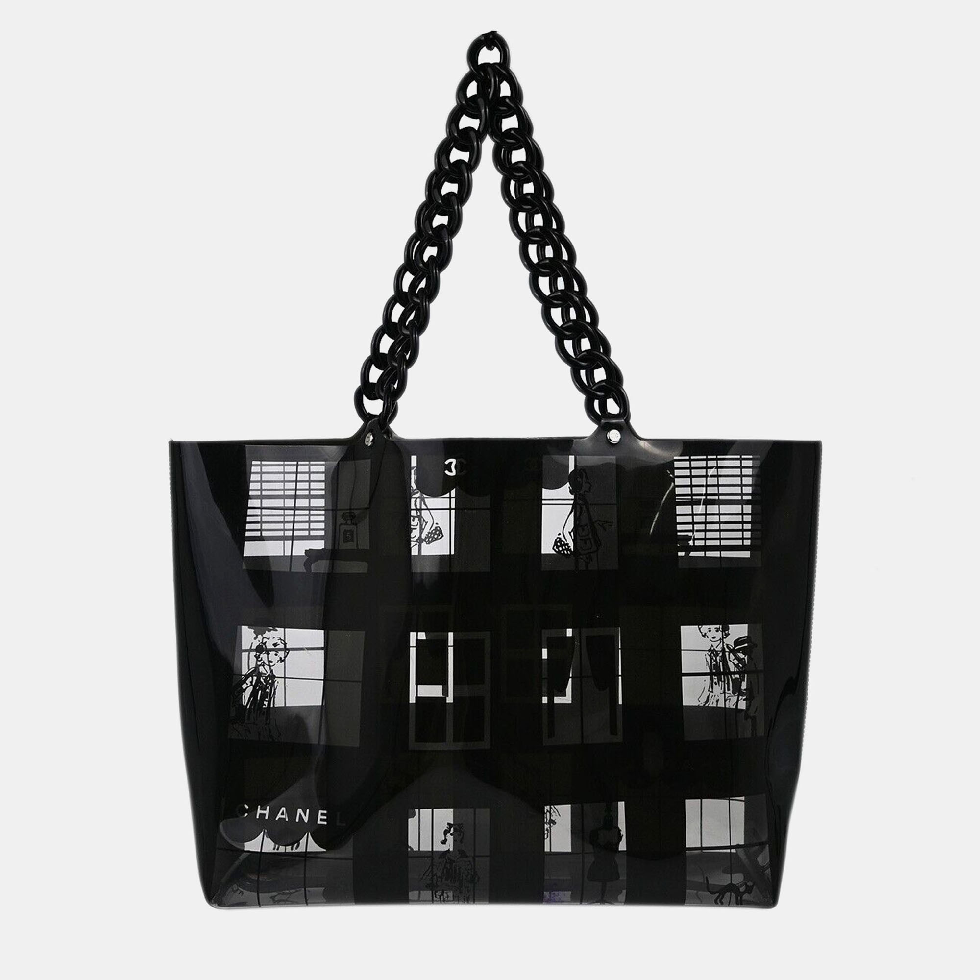 Chanel Black Vinyl Window Tote Handbag, Tote Handbags - Luxury Closet catalog