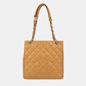 Chanel Beige Calfskin Petite Shopping Tote PST Chain Handbag, Tote Handbags - Luxury Closet catalog