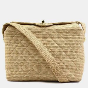 Chanel Beige Gold Raffia Shoulder Bag, Shoulder Bags - Luxury Closet catalog