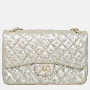 Chanel Metallic Perforated Jumbo Classic Double Flap Bag, Shoulder Bags - Luxury Closet catalog