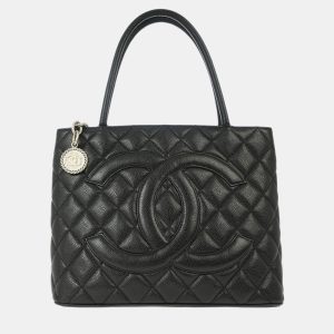 Chanel Black Calfskin Medallion Tote Handbag, Tote Handbags - Luxury Closet catalog