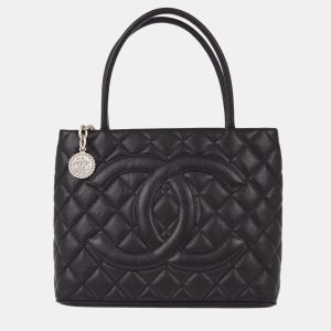Chanel Black Calfskin Medallion Tote Handbag, Tote Handbags - Luxury Closet catalog