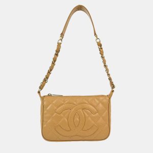 Chanel Beige Calfskin Chain Shoulder Bag, Shoulder Bags - Luxury Closet catalog