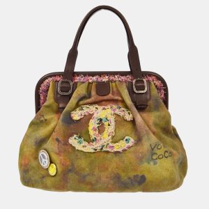 Chanel Khaki Green Canvas Graffiti On The Pavement Tote Handbag, Tote Handbags - Luxury Closet catalog