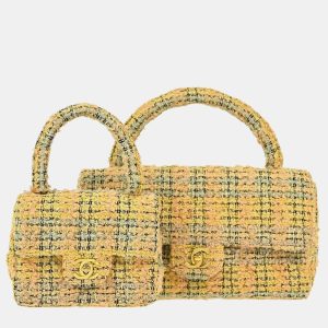 Chanel Yellow Tweed Classic Single Flap 2 In 1 Hand Bag Set, Shoulder Bags - Luxury Closet catalog