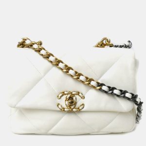 Chanel White Cream Chanel 19 Chain Shoulder Bag, Shoulder Bags - Luxury Closet catalog