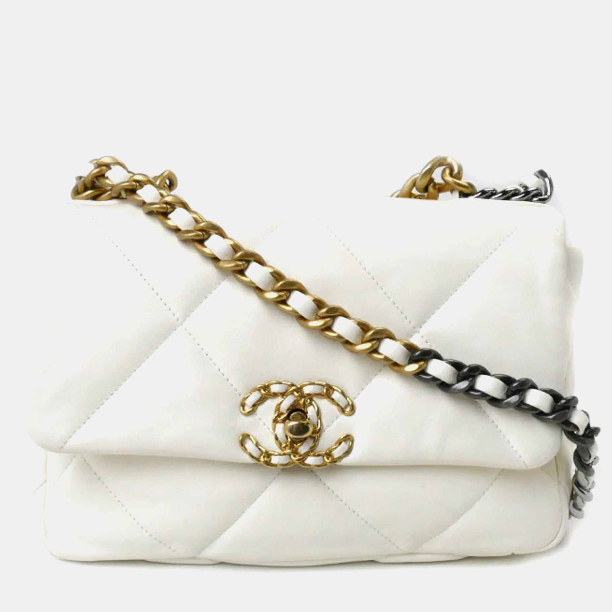 Chanel White Cream Chanel 19 Chain Shoulder Bag, Shoulder Bags - Luxury Closet catalog