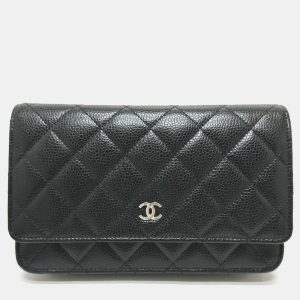 Chanel Black Caviar Skin Matelasse Coco Mark Classic Chain Wallet Shoulder Bag, Wallets & Money Clips - Luxury Closet catalog