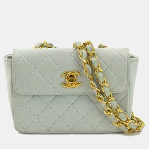 Chanel Leather Light Blue Gold Matelasse Shoulder Bag, Shoulder Bags - Luxury Closet catalog