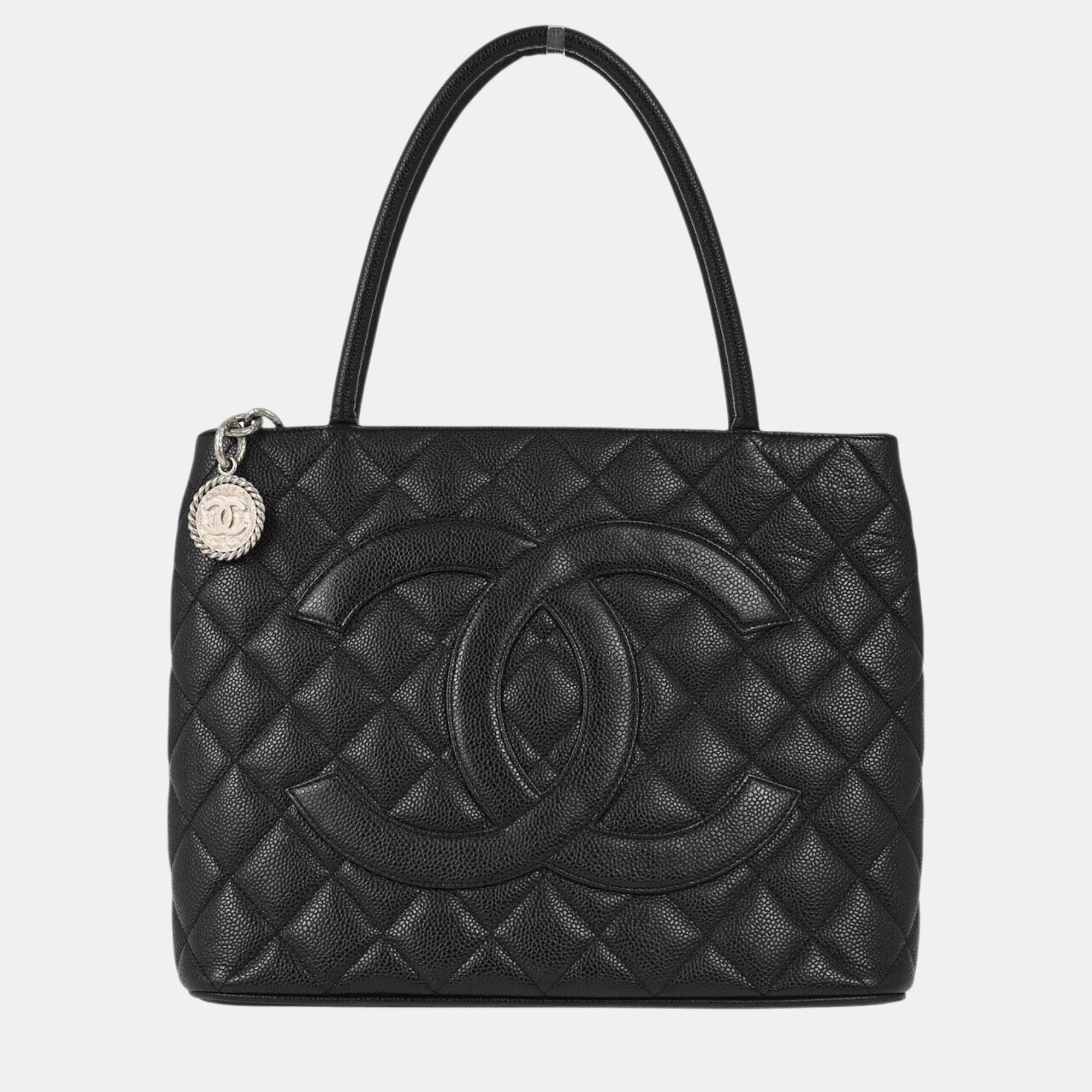 Chanel Black Calfskin Medallion Tote Handbag, Tote Handbags - Luxury Closet catalog