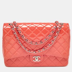 Chanel Pink Quilted Patent Leather Maxi Classic Double Flap Bag, Shoulder Bags - Luxury Closet catalog