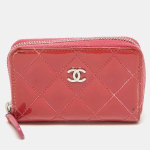 Chanel Pink Quilted Patent Leather CC Zip Coin Purse, Wallets & Money Clips - Luxury Closet catalog