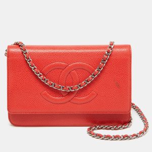 Chanel Orange Caviar Leather Timeless CC Wallet On Chain, Wallets & Money Clips - Luxury Closet catalog