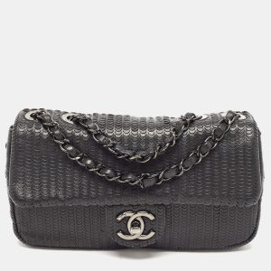 Chanel Black Embossed Leather Small Classic Single Flap Bag, Shoulder Bags - Luxury Closet catalog
