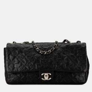 Chanel Black Leather Matelasse Icon Chain Shoulder Handbag, Shoulder Bags - Luxury Closet catalog