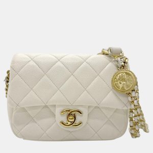 Chanel Caviar Leather Metal Off-White Gold Matelasse Shoulder Bag, Shoulder Bags - Luxury Closet catalog
