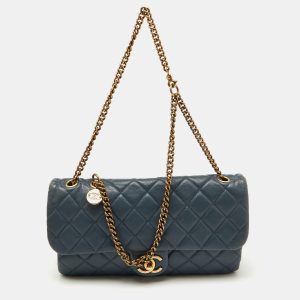 Chanel Blue Quilted Leather CC Crown Flap Bag, Shoulder Bags - Luxury Closet catalog