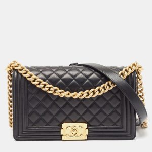 Chanel Black Quilted Leather Medium Boy Flap Bag, Shoulder Bags - Luxury Closet catalog