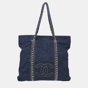 Chanel Blue Denim Luxury Line Tote Handbag, Tote Handbags - Luxury Closet catalog