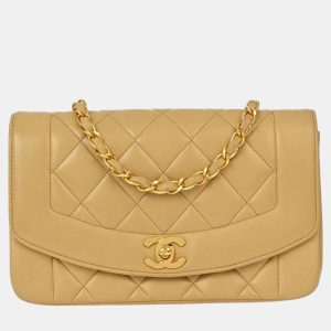Chanel Beige Lambskin Small Diana Shoulder Bag, Shoulder Bags - Luxury Closet catalog