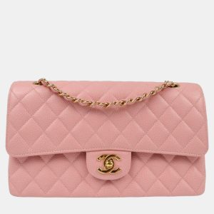 Chanel Pink Calfskin Medium Classic Double Flap Shoulder Bag, Shoulder Bags - Luxury Closet catalog
