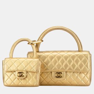 Chanel Gold Lambskin Matelasse Coco Mark Handbag, Satchels - Luxury Closet catalog