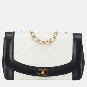 Chanel White Black Bicolor Lambskin Matelasse 25 Coco Mark Diana Chain Shoulder Bag, Shoulder Bags - Luxury Closet catalog