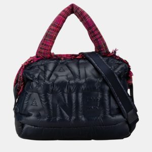Chanel Navy Pink Nylon Wool Doudone Coconneige Embossed Handbag, Tote Handbags - Luxury Closet catalog