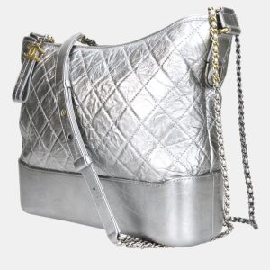 Chanel Leather Silver Metallic Gabrielle Chain Large Hobo Shoulder Bag, Shoulder Bags - Luxury Closet catalog
