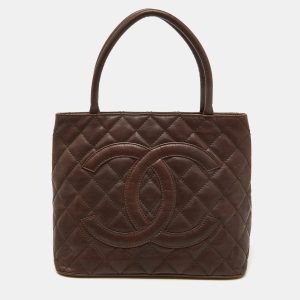 Chanel Dark Brown Quilted Leather CC Medallion Bag, Tote Handbags - Luxury Closet catalog