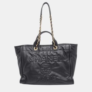 Chanel Black Lambskin Leather  Deauville Tote Bag, Tote Handbags - Luxury Closet catalog