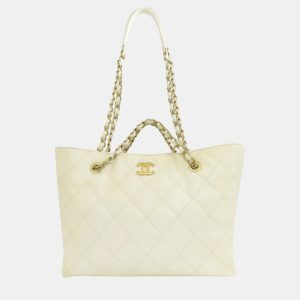Chanel White Caviar  Leather Chain Tote Bag, Tote Handbags - Luxury Closet catalog