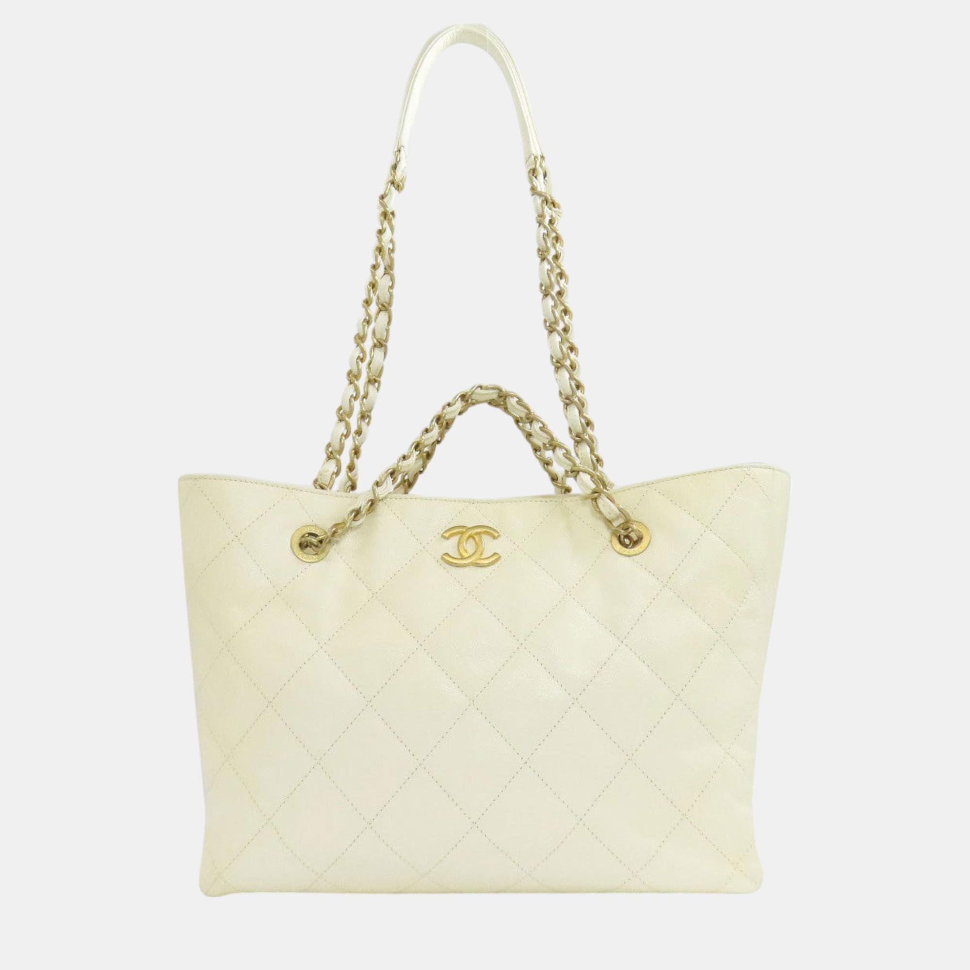 Chanel White Caviar Leather Chain Tote Bag, Tote Handbags - Luxury Closet catalog