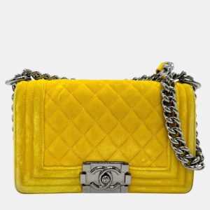 Chanel Yellow Velvet Boy Chain Shoulder Bag, Shoulder Bags - Luxury Closet catalog