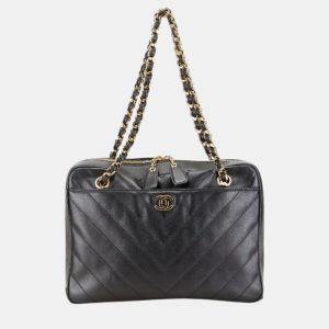Chanel Black Lambskin Leather V-Stitch Chain Shoulder Bag, Shoulder Bags - Luxury Closet catalog