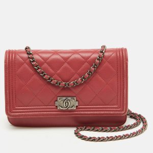 Chanel Coral Pink Quilted Leather Boy Flap Wallet On Chain, Wallets & Money Clips - Luxury Closet catalog