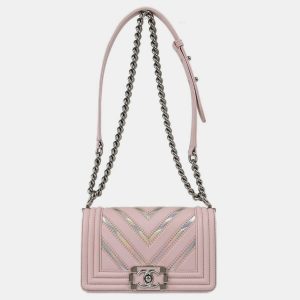 Chanel Pink Prism Lambskin Chevron Small Chain Shoulder Bag, Shoulder Bags - Luxury Closet catalog