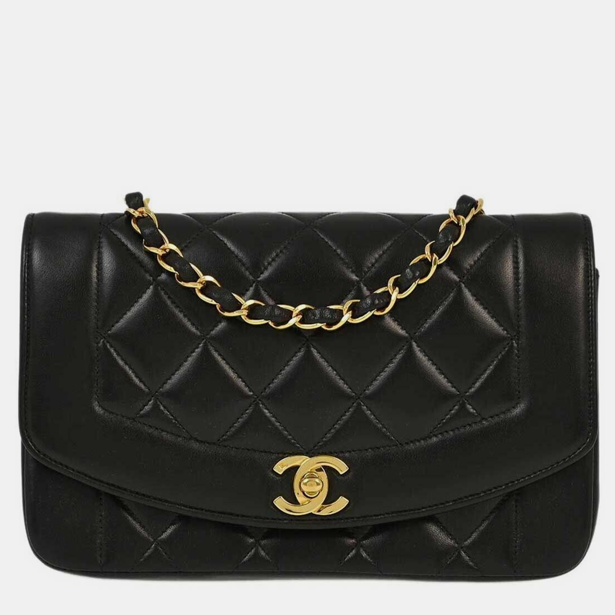 Chanel Black Lambskin Leather Small Diana Shoulder Bag, Shoulder Bags - Luxury Closet catalog