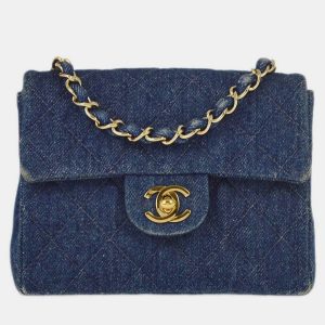 Chanel Blue Denim Mini Classic Square Flap Bag, Shoulder Bags - Luxury Closet catalog