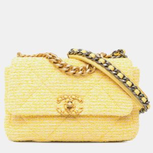Chanel Yellow Tweed Medium 19 Flap Bag, Shoulder Bags - Luxury Closet catalog