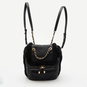 Chanel Black Quilted Leather and Shearling Paris-Hamburg Backpack, Backpacks - Luxury Closet catalog