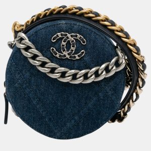 Chanel Blue Denim 19 Round Clutch with Chain, Clutches & Special Occasion Bags - Luxury Closet catalog