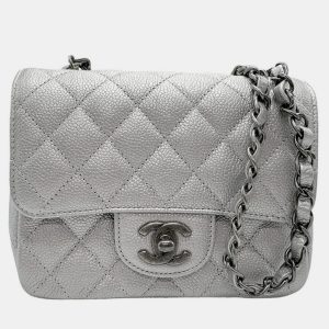 Chanel Silver Caviar Leather Chain Shoulder Bag, Shoulder Bags - Luxury Closet catalog
