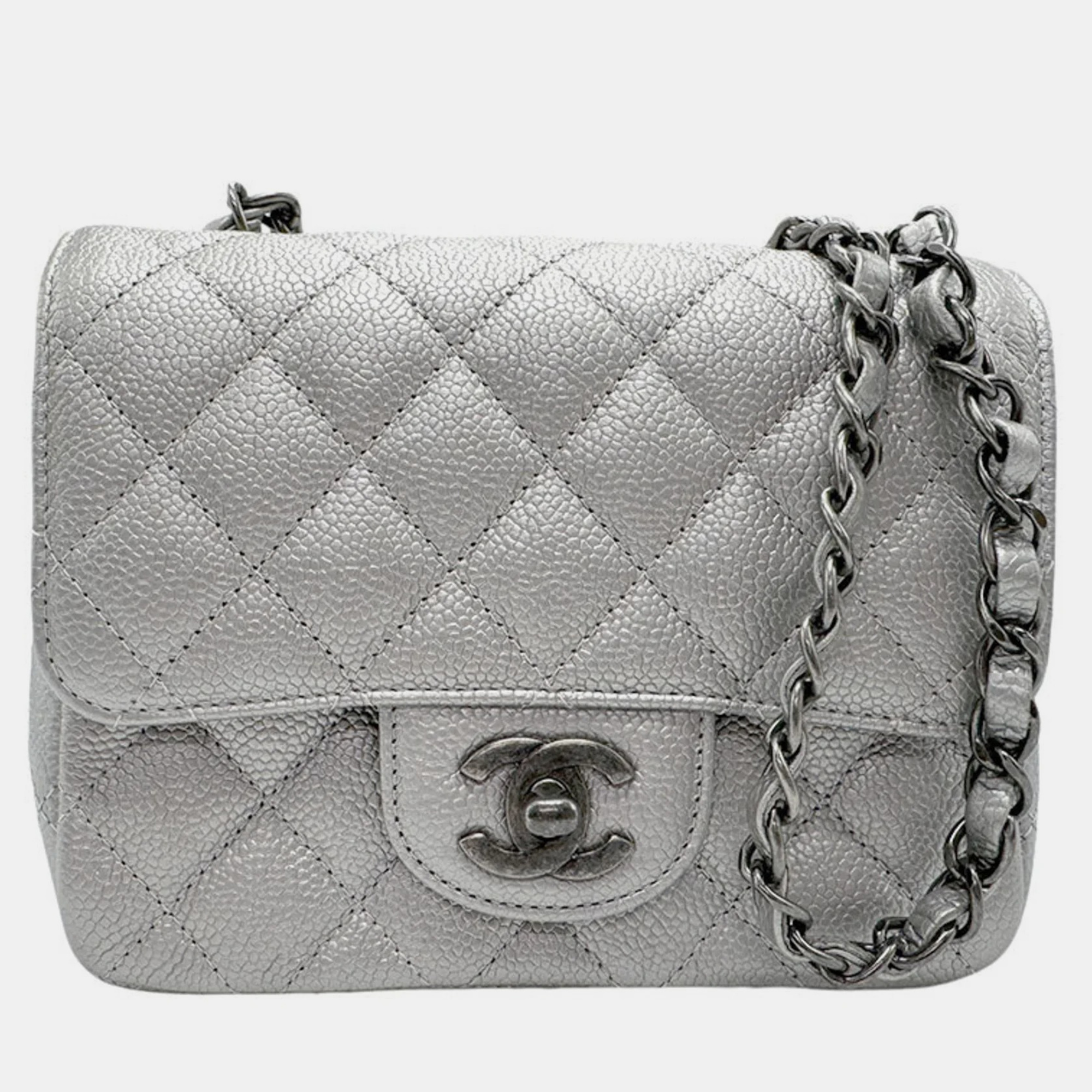 Chanel Silver Caviar Leather Chain Shoulder Bag, Shoulder Bags - Luxury Closet catalog