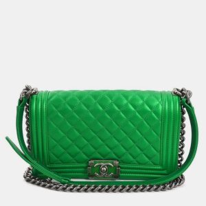 Chanel Green Leather Boy Shoulder Bag, Shoulder Bags - Luxury Closet catalog