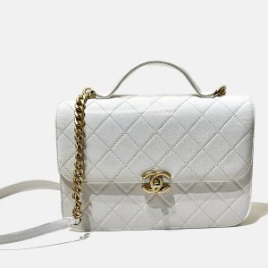 Chanel White Caviar Quilted Small Top Handle Flap Bag, Satchels - Luxury Closet catalog