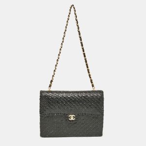 Chanel Black Woven Wicker Jumbo Classic Flap Bag, Shoulder Bags - Luxury Closet catalog