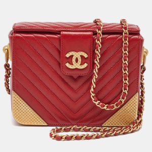 Chanel Red Chevron Leather Rock The Corner Minaudiere Bag, Shoulder Bags - Luxury Closet catalog