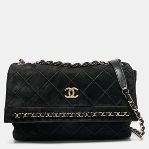 Chanel Black Diamond Stitched Suede Lovely Chains Flap Bag, Shoulder Bags - Luxury Closet catalog