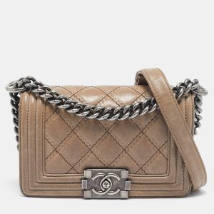 Chanel Beige Double Stitch Quilted Leather Small Boy Flap Bag, Shoulder Bags - Luxury Closet catalog